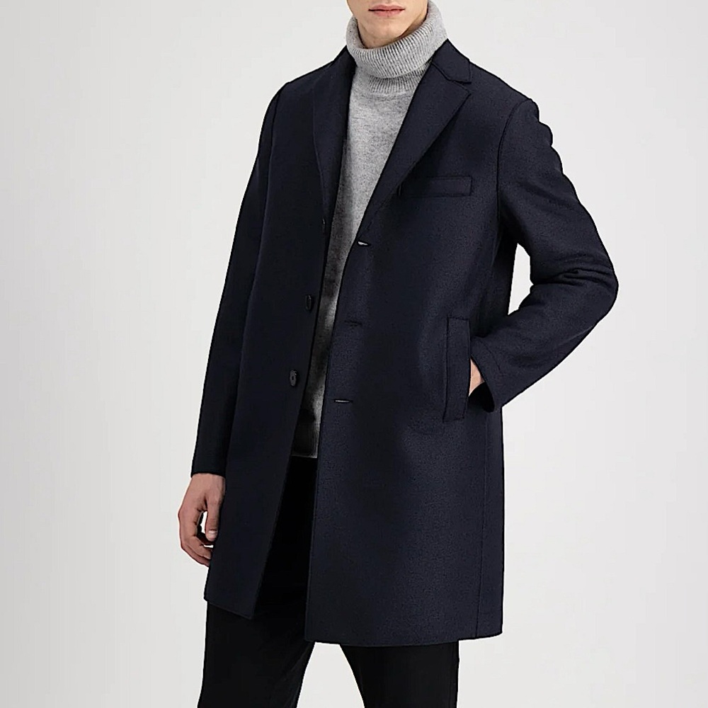 Men’s Harris Wharf London Navy Boxy Coat Pressed Wool